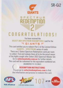 2023 Select AFL Footy Stars - Spectrum Redemption #SRGI2 Giants 2 Back